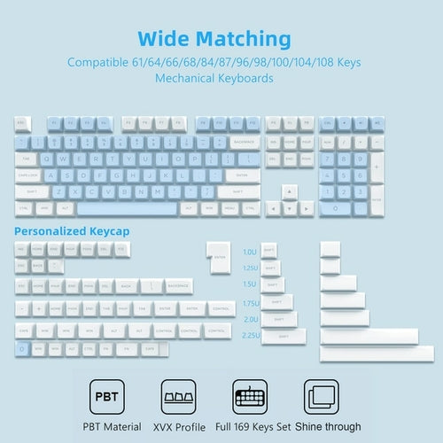 BOW/WOB Double Shot PBT Keycaps 187 Keys XVX Profile Custom Shine