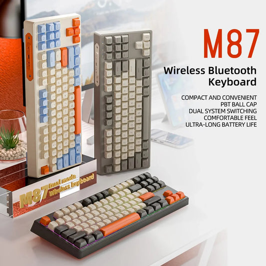 M87 Gaming Keyboard with Dual Mode Bluetooth 5.0 2.4Ghz Keyboard