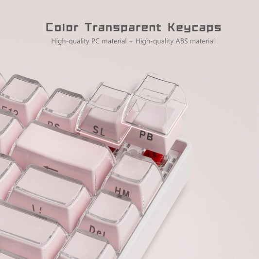 113 Key Jelly Round Side Keycaps Ice Crystal Translucent Pink OEM