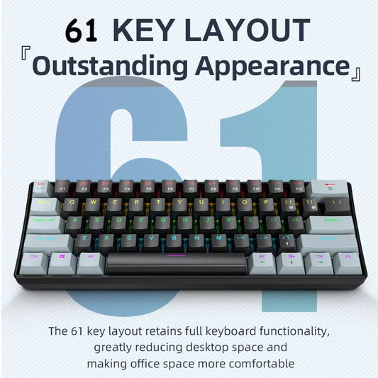 60% Portable Wired Mini Mechanical Keyboard, APAYADO K61 Mini Keyboard