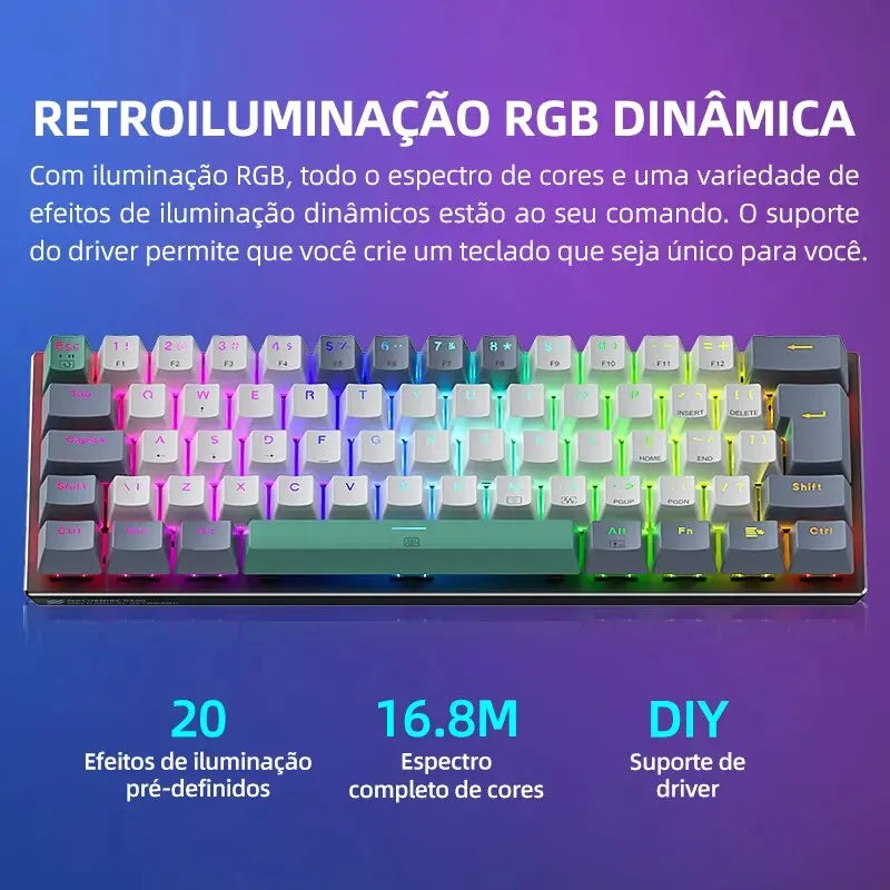 Machenike K500-B61 Mini Mechanical Keyboard 60% ABNT2 Layout RGB