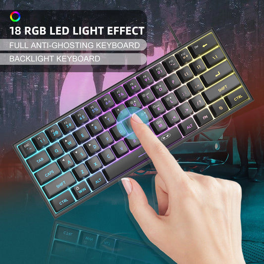 MageGee Mini 60% Gaming Keyboard, RGB Backlit 61 Key Ultra-Compact