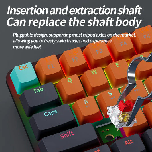 MUCAI MKA610 USB Mini Mechanical Gaming Wired Keyboard Red Switch 61