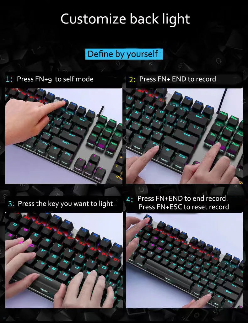 GK410 104 Keys Metal Panel Mechanical Keyboard RGB Light green black