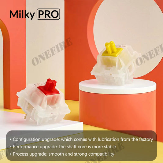 Gateron Milky Pro Switches Milky Yellow Pro Red Linear Pre Lubed