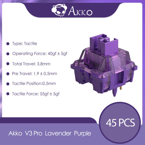 Akko V3 Pro Lavender Purple Switches 5 Pin 40gf Tactile Switch With