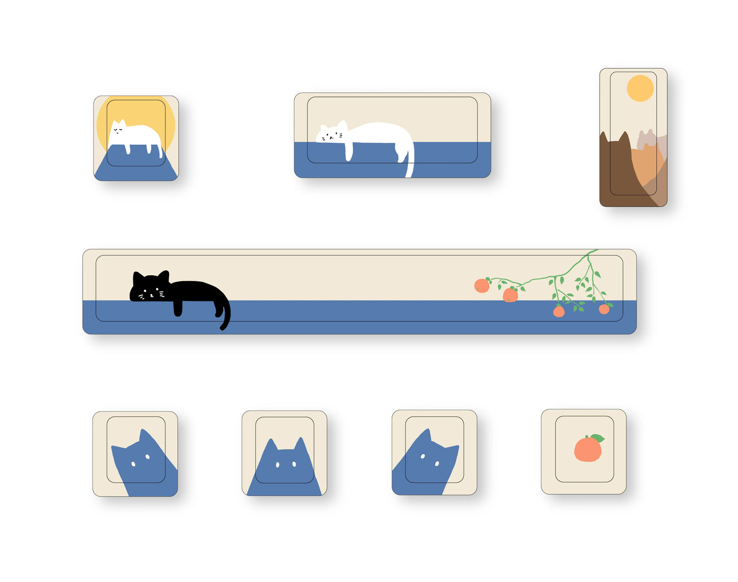 Cute Theme Personalized Addition Key Cap Eight Piece Set with Five