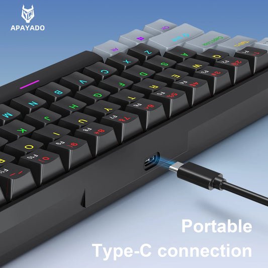 K61 Wired Portable Mechanical Keyboard, Phantom RGB Colorful,