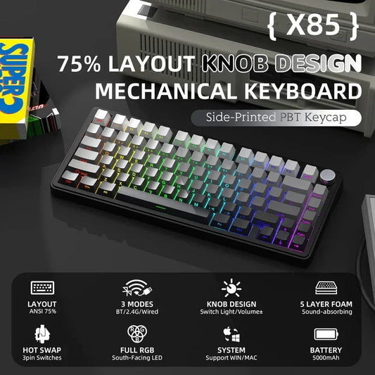 Attack Shark X85 2.4G Wireless Mechanical Keyboard,Bluetooth Tri-mode,