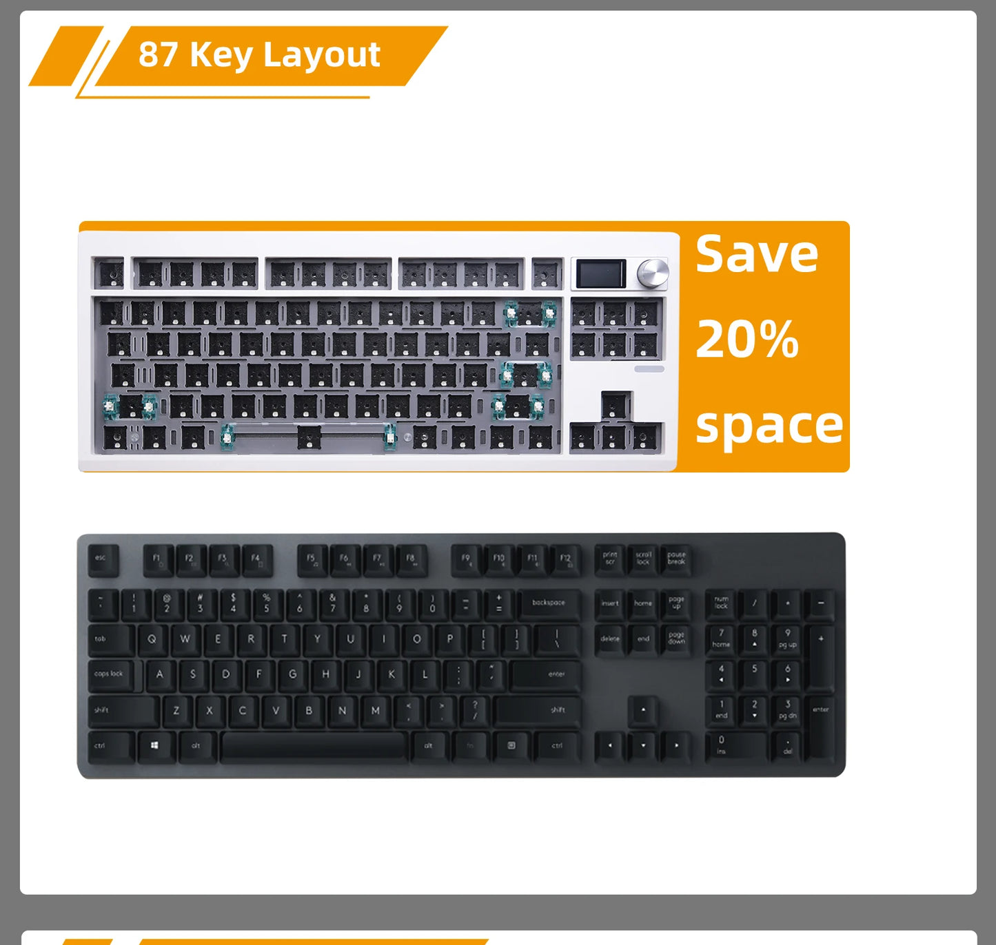GMK87 Mechanical Keyboard KIT With Display Screen RGB Backlit Gasket