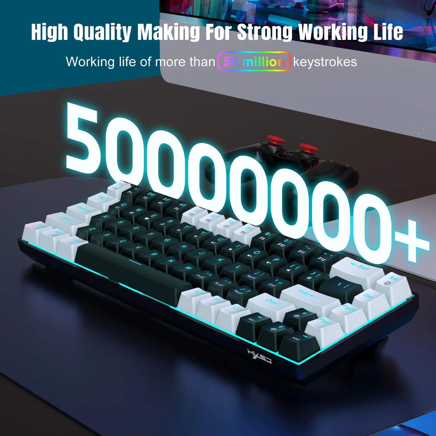 68 Keys Mechanical Keyboard Ergonomics RGB Backlit LED Hot Swappable