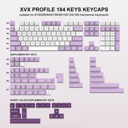 184 Key Pbt Double-shot Black Grey Xvx Profile Keycaps Kit Backlit Key