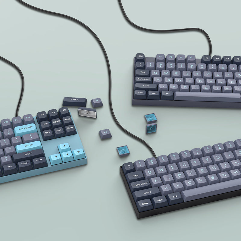 184 Key Pbt Double-shot Black Grey Xvx Profile Keycaps Kit Backlit Key