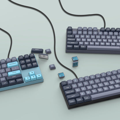 184 Key Pbt Double-shot Black Grey Xvx Profile Keycaps Kit Backlit Key