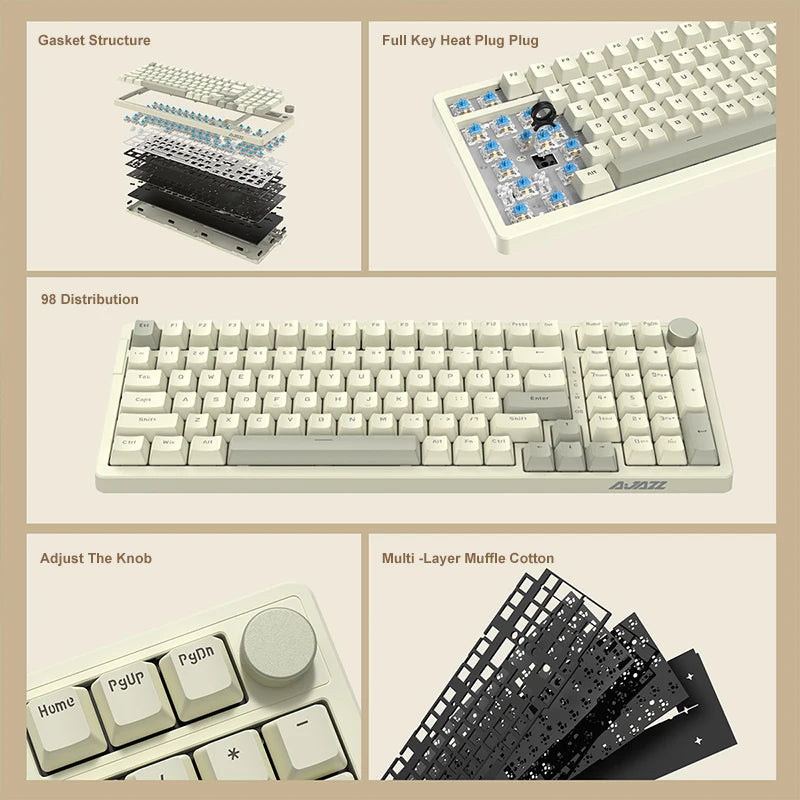 Ajazz AK992 Wired Mechanical Keyboard 98-Key Full Layout  Hot-Swap USB