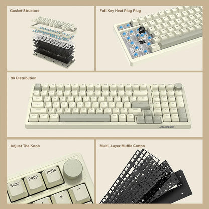 Ajazz AK992 Wired Mechanical Keyboard 98-Key Full Layout  Hot-Swap USB