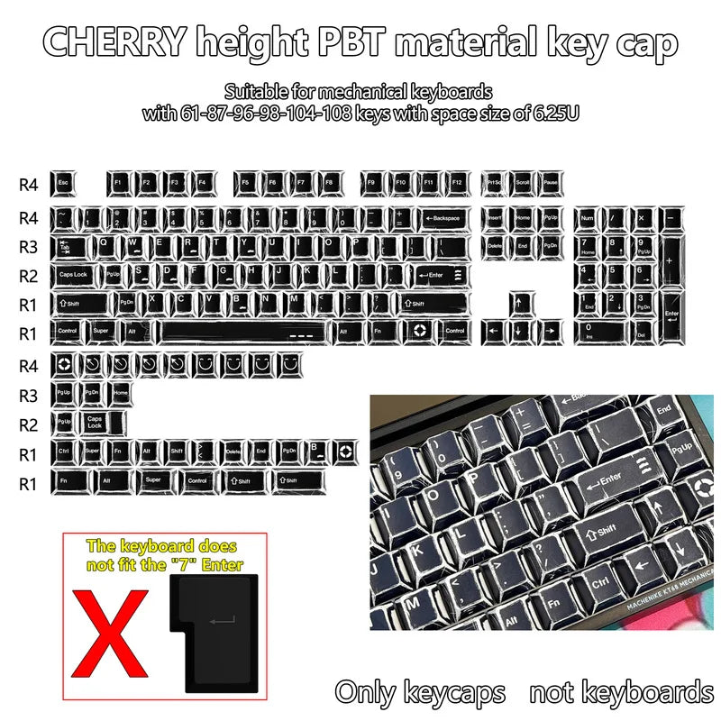 Comic Style Colorful Mixed Light Keycaps Original Factory Height 136