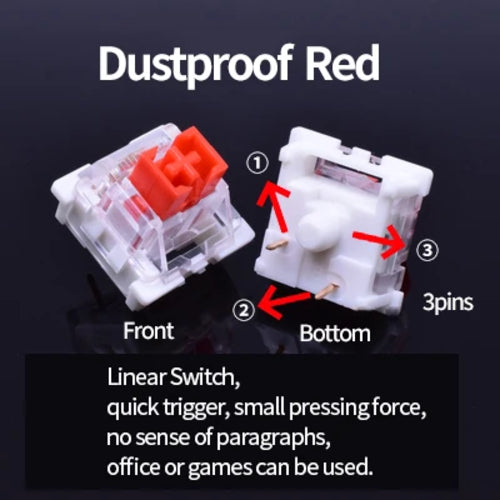 Outemu Switch for Keyboard 3Pin Dustproof Linear Tactile Clicky Silent