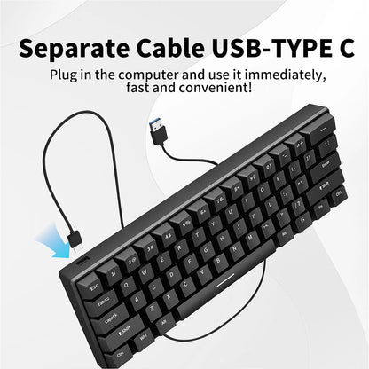 ZSUS Z61-B USB Gaming Mechanical Mini Keyboard Red Switch RGB Backlit