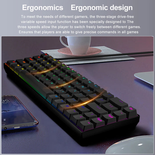 E-YOOSO Z686 RGB USB 60% Mini slim Mechanical Gaming Wired Keyboard