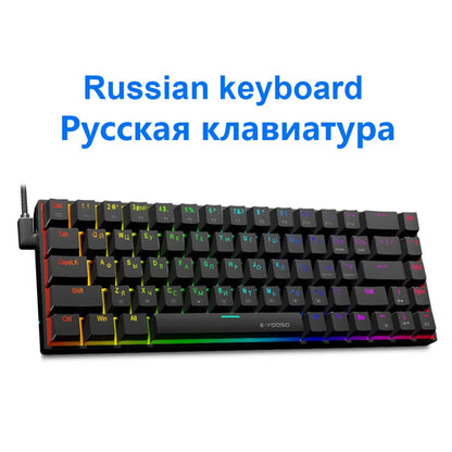 E-YOOSO Z686 RGB USB 60% Mini slim Mechanical Gaming Wired Keyboard