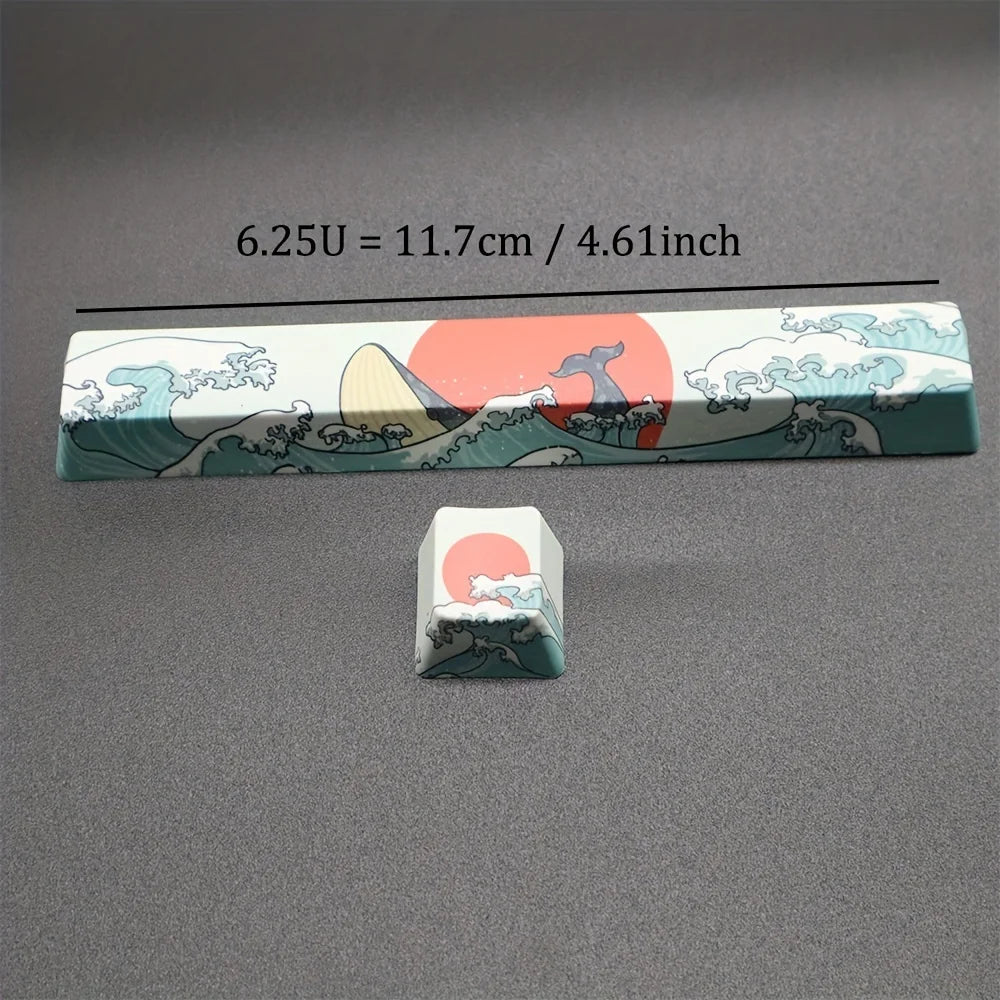 2 Pcs Esc + Space Bar Coral Sea Keycap OEM Height Pbt Cherry Sub -