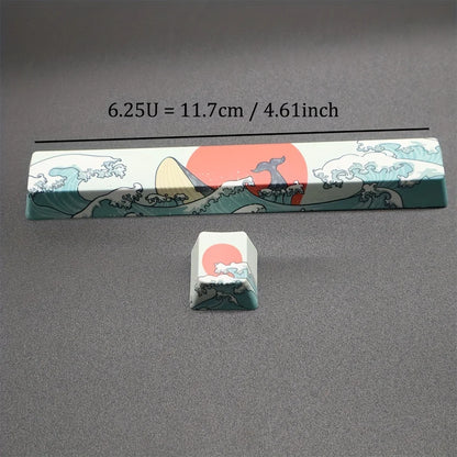 2 Pcs Esc + Space Bar Coral Sea Keycap OEM Height Pbt Cherry Sub -