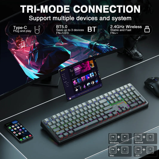 AULA F108 Keyboard 100% Layout 1K Polling Rate Mechanical Gaming