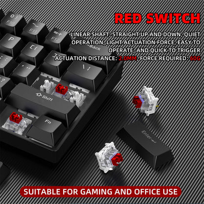 ZSUS Z61-B USB Gaming Mechanical Mini Keyboard Red Switch RGB Backlit