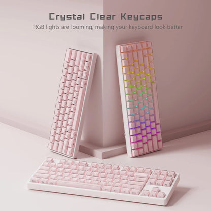 113 Key Jelly Round Side Keycaps Ice Crystal Translucent Pink OEM