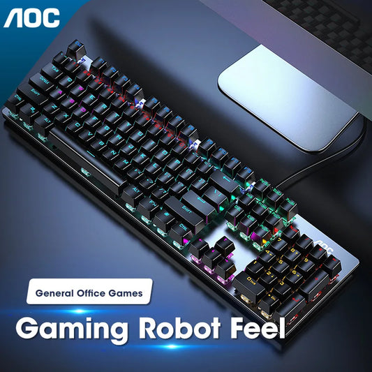 GK410 104 Keys Metal Panel Mechanical Keyboard RGB Light green black