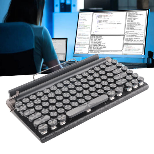 Typewriter Keyboard 83 Keys Vintage Wireless  Mechanical Keyboard with