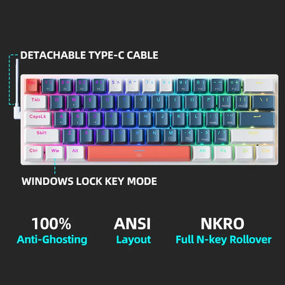 Machenike K500-B61 Mini Mechanical Keybaord 60% Form Factor 61Keys