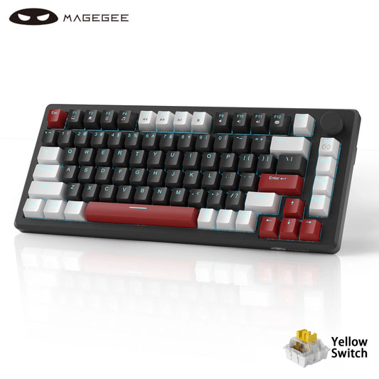 MageGee 75% Mechanical Gaming Keyboard with Knob Control, Blue Backlit