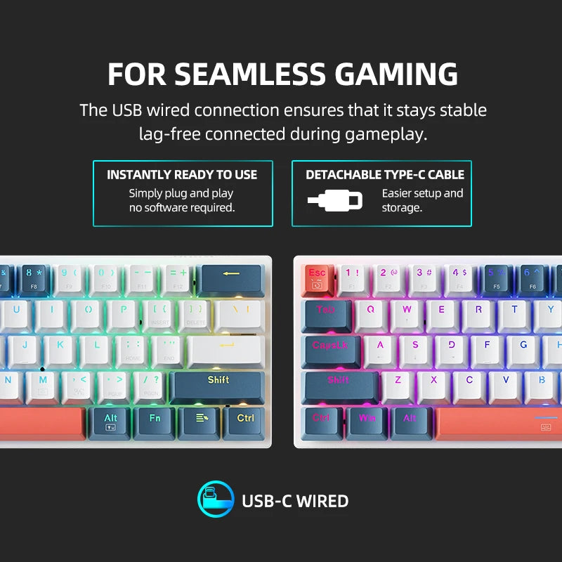 Machenike K500-B61 Mini Mechanical Keybaord 60% Form Factor 61Keys
