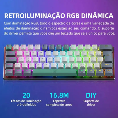 Machenike K500-B61 Mini Mechanical Keyboard 60% ABNT2 Layout RGB