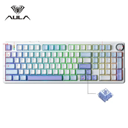 AULA F99PRO Gaming Mechanical Keyboard 99 Key Three Mode Wireless Hot