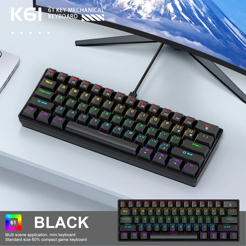 60% Portable Wired Mini Mechanical Keyboard, APAYADO K61 Mini Keyboard