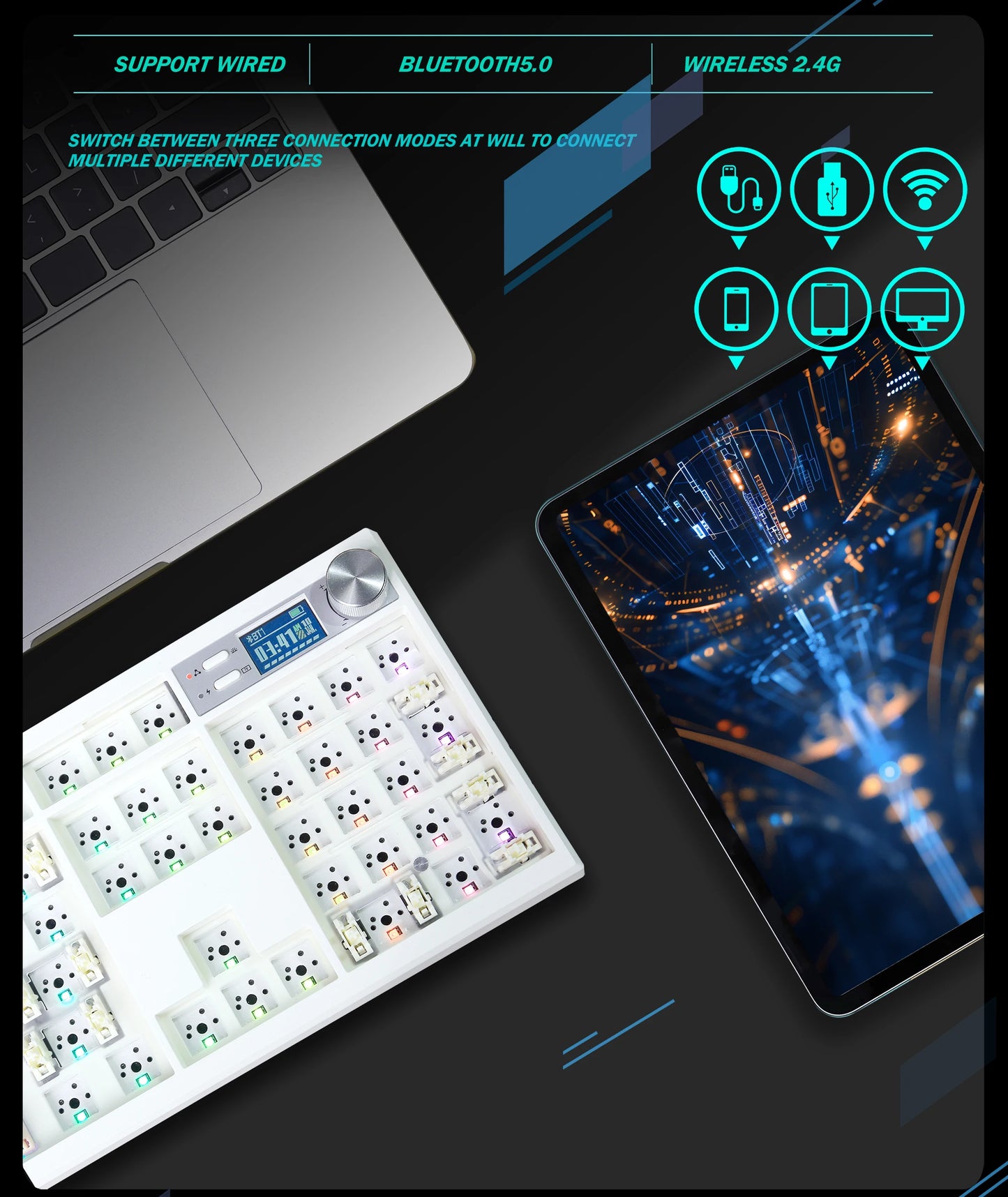 GMK104 Mechanical Keyboard Kit Three Mode Gaming Keyboard Hot Swap