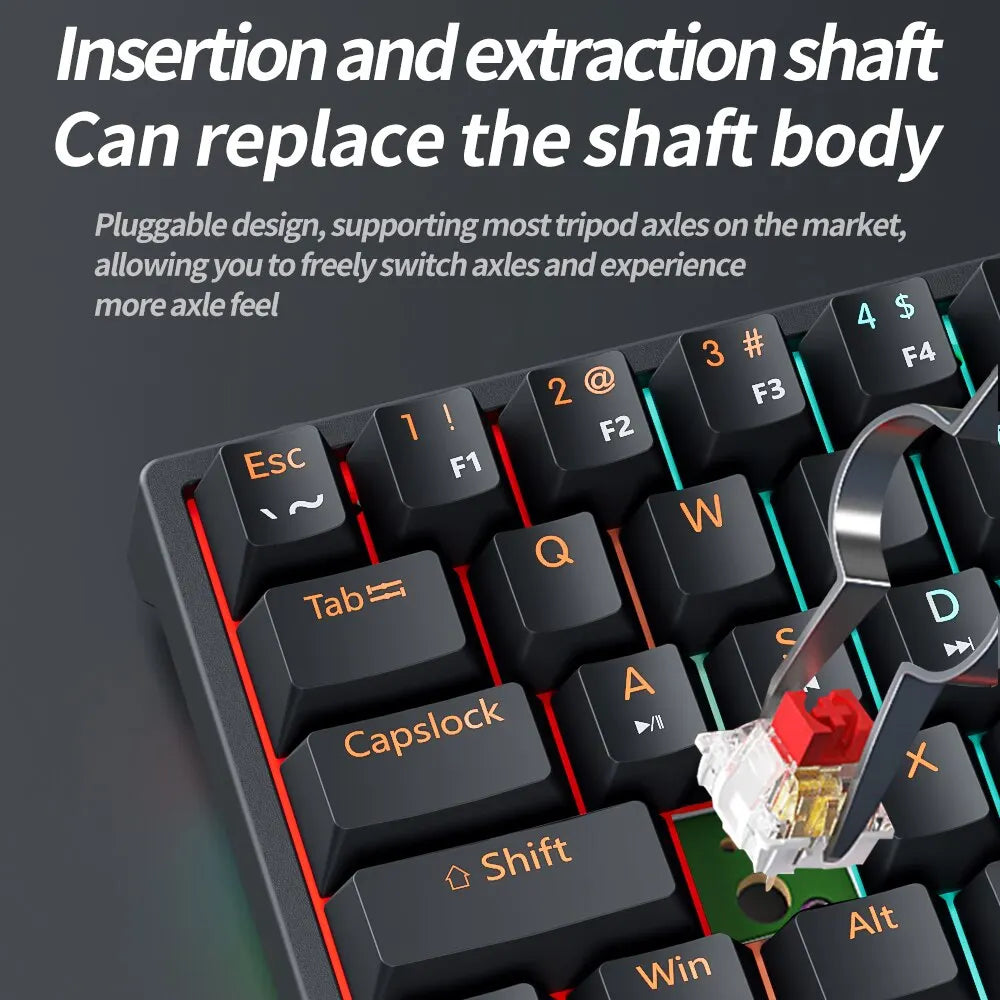 MUCAI MK61 USB Gaming Mechanical Keyboard 61 Keys Red Switch Wired