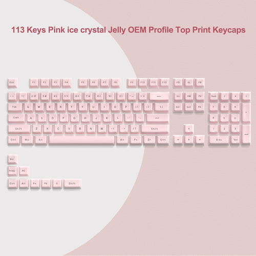 113 Key Jelly Round Side Keycaps Ice Crystal Translucent Pink OEM