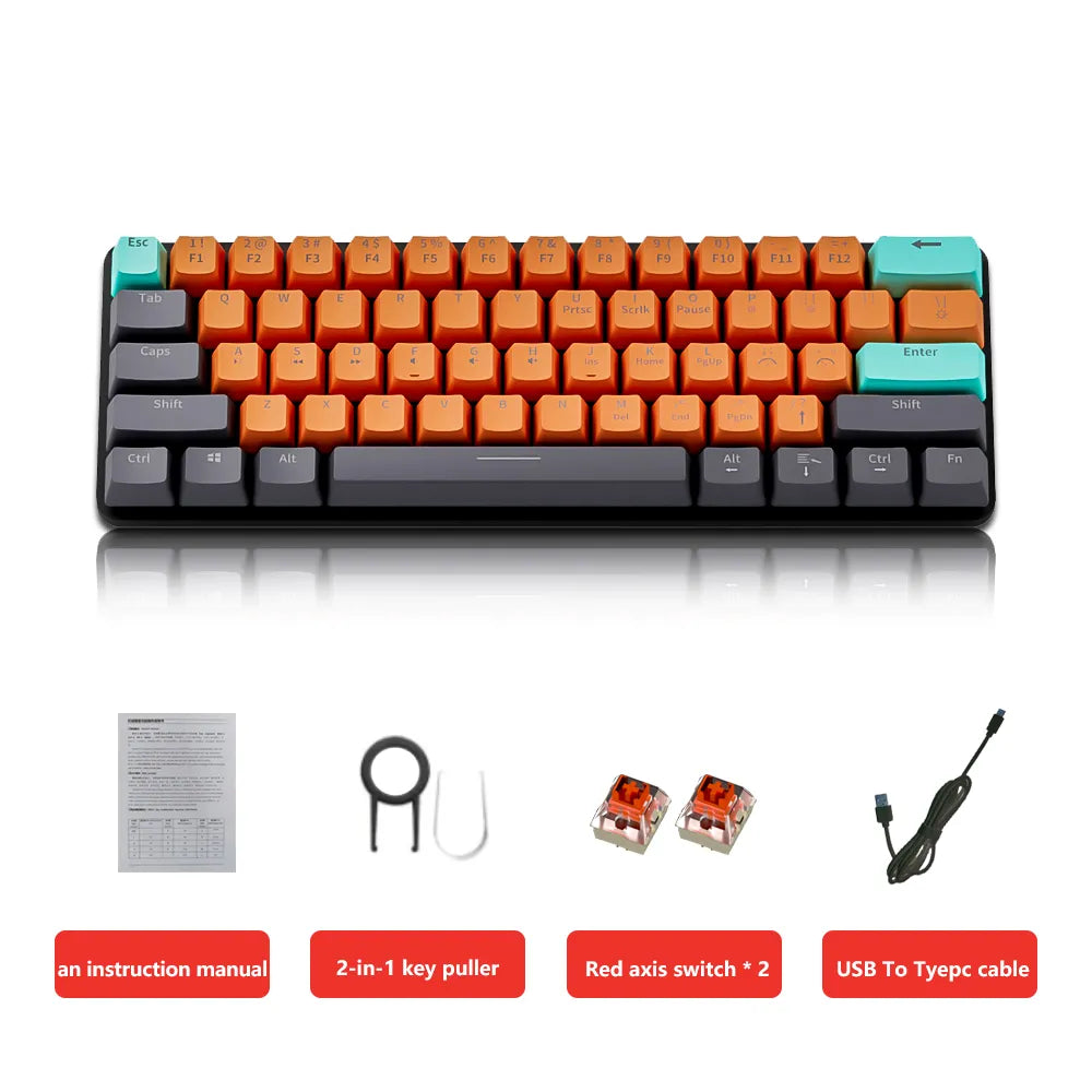 MUCAI MKA610 USB Mini Mechanical Gaming Wired Keyboard Red Switch 61