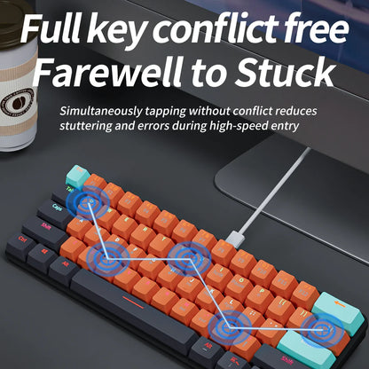 MUCAI MKA610 USB Mini Mechanical Gaming Wired Keyboard Red Switch 61