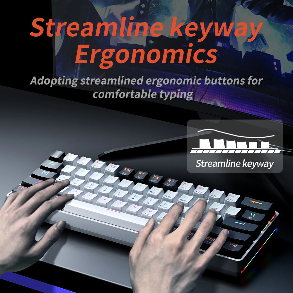 MUCAI MK61 USB Gaming Mechanical Keyboard Red Switch RGB Backlit Hot