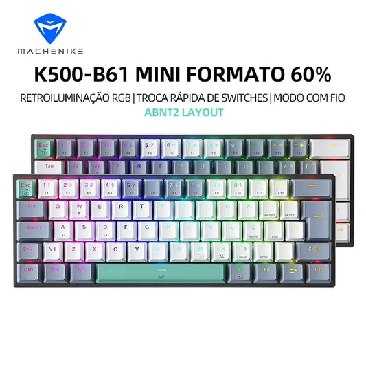 Machenike K500-B61 Mini Mechanical Keyboard 60% ABNT2 Layout RGB
