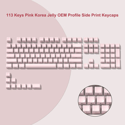 113 Key Jelly Round Side Keycaps Ice Crystal Translucent Pink OEM