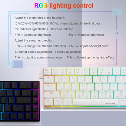 E-YOOSO Z686 RGB USB 60% Mini slim Mechanical Gaming Wired Keyboard