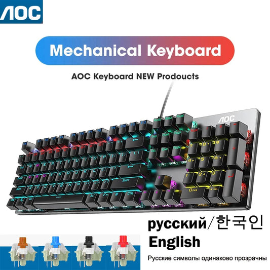 GK410 104 Keys Metal Panel Mechanical Keyboard RGB Light green black