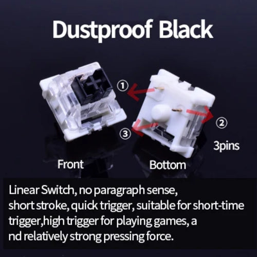 Outemu Switch for Keyboard 3Pin Dustproof Linear Tactile Clicky Silent