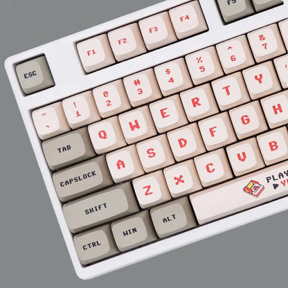 138 Keys Anime Retro Red And White Machine Keycaps